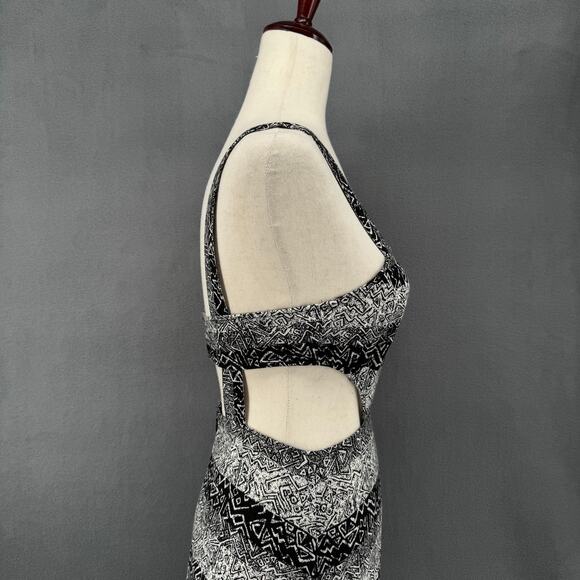 Nom De Plume Yaya Abstract Geometric Print Maxi Dress M Black White Cut Outs - Picture 6 of 13